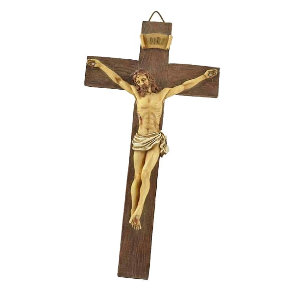 Hartskrucifix Jesus Kristus på stativet Korsfigur för hemkapellprydnad