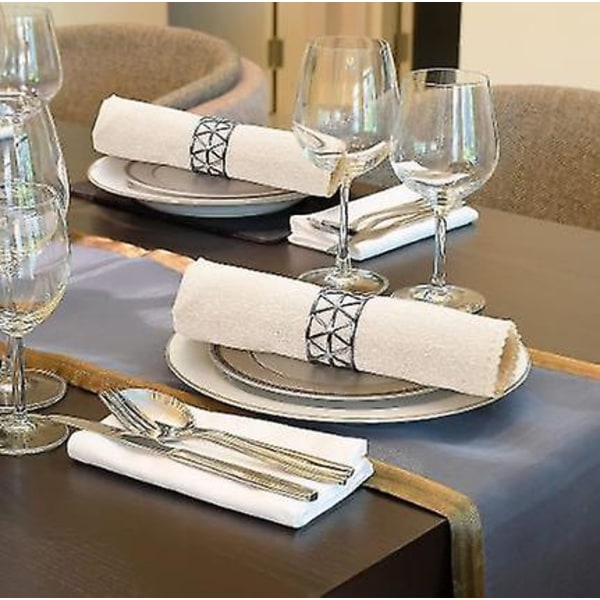 Servietringe, 12 stykker hule servietringe Holdere Servietring silver