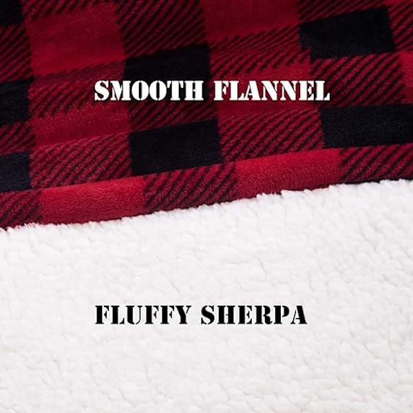 Pledd med vertikal lomme, lat pledd, flanell-kåpe-stil, varm, overdimensjonert hettegenser, én størrelse Red and black checkered