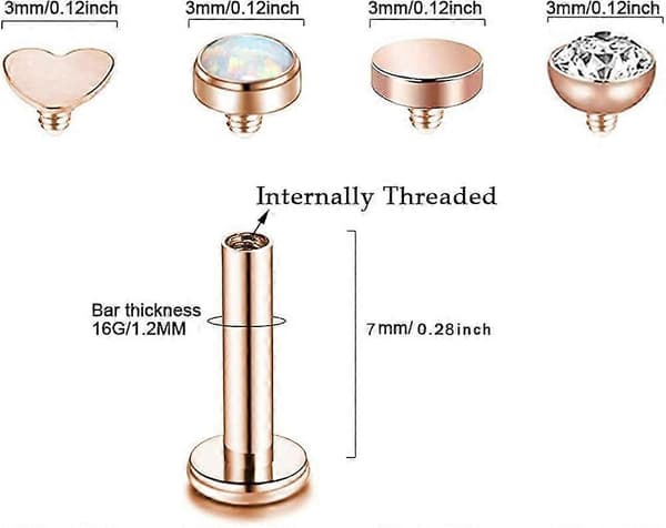 16G 316L rustfritt stål Labret Monroe leppering stud ørebrusk Helix Tragus nesepiercing
