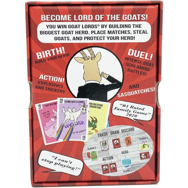Goat Lords, hauska, riippuvuutta aiheuttava ja kilpailukykyinen korttipeli vuohien kanssa, parhaat korttipelit perheille, aikuisille, teini-ikäisille ja lapsille