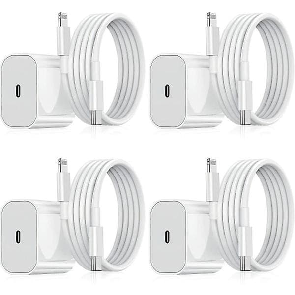 2 solgte idagiPhone-opladere - Hurtigoplader - Adapter + Kabel 20W USB-C Hvid 4-pak iPhone