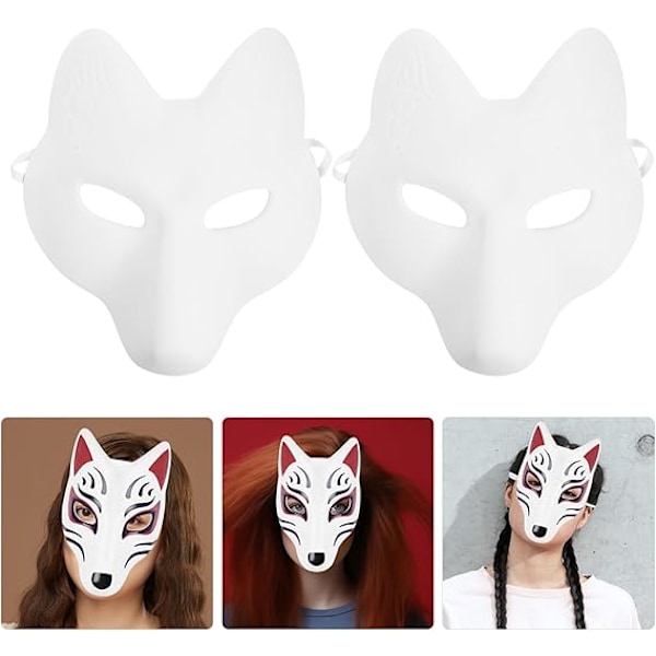 2 stk Halloween Revmaske Papir Blankt Maske DIY Dyr Cosplay Maske Umalt Håndverk Maske Halloween Fest Tilbehør