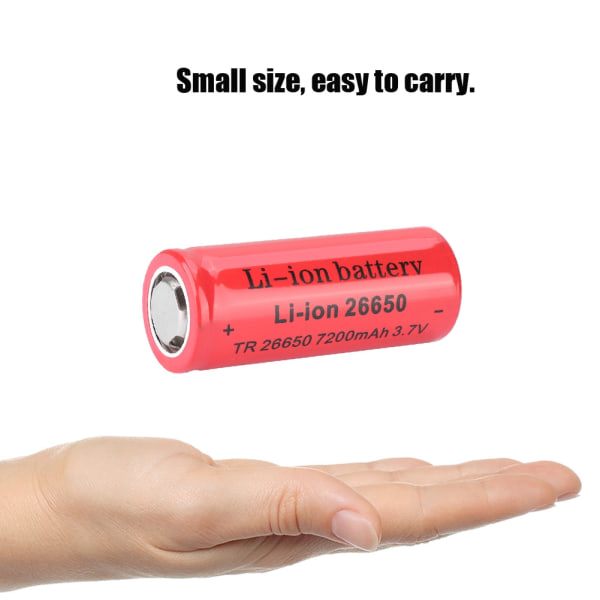 26650 7200mAh 3,7V uppladdningsbart batteri Ministorlek Bärbar Stor kapacitet Röd