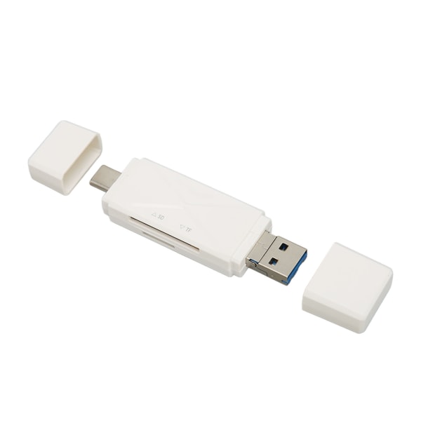 3-i-1 USB minneskortläsare USB C USB 3.0 MICRO USB Portabel minneskortläsare med 3 kontakter Vit