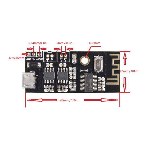 MH MX8 Modul Trådlös för Bluetooth Audio Receiver Board Lossless Decoder Kit M18 M28 M38(M38 med 5W förstärkartyp)