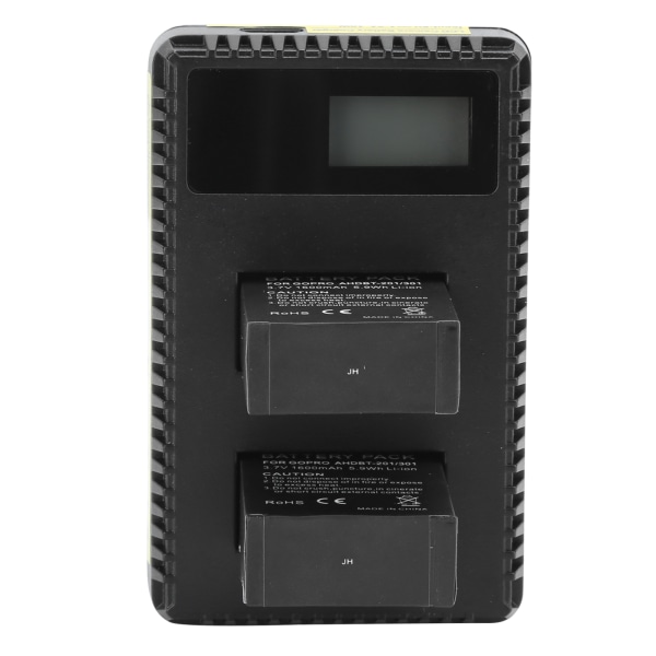Kamera Dual Charger AHDBT-201/301 Cam Power Charger med LCD 1600mAh batteri för Hero 3/3+
