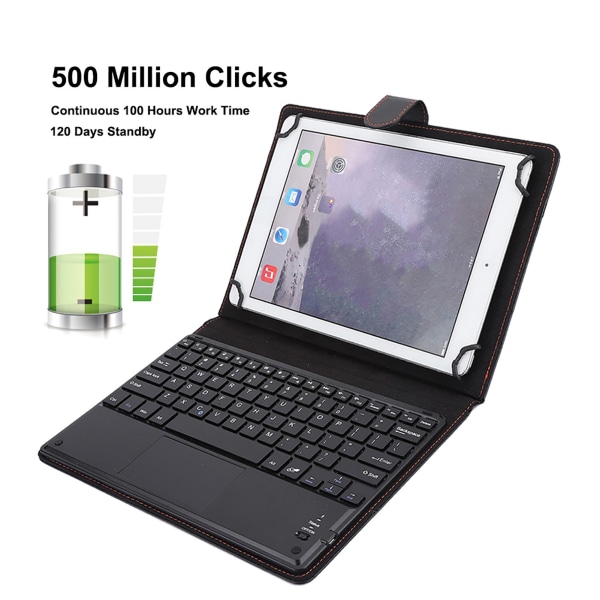 100-timmars fungerande Bluetooth Touchpad-tangentbord med case för 9-10,5-tums Tablet PC