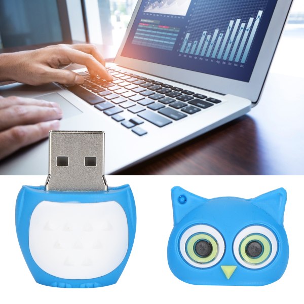 Cartoon U Disk Blue Owl Utseende Höghastighets Bulklagring Flash Drive Minnesenhet64GB