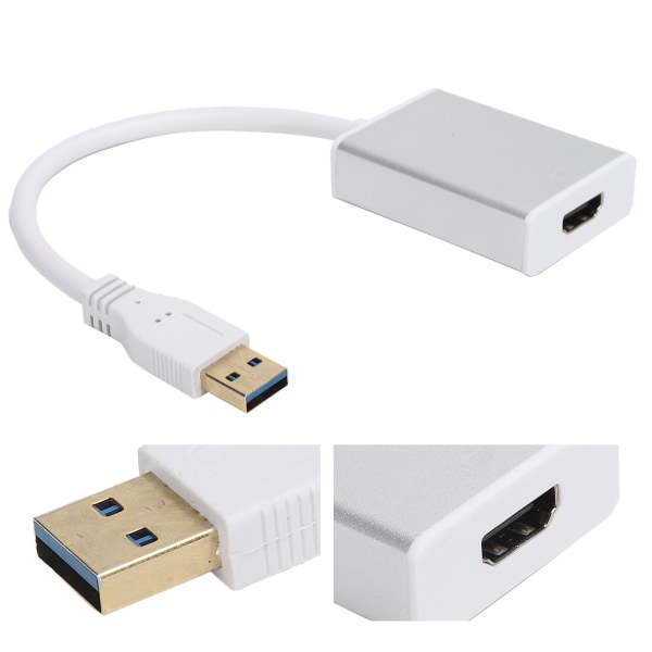 USB till High Definition Multimedia Interface Adapter med Drive Extend Display DeviceSilver Grey