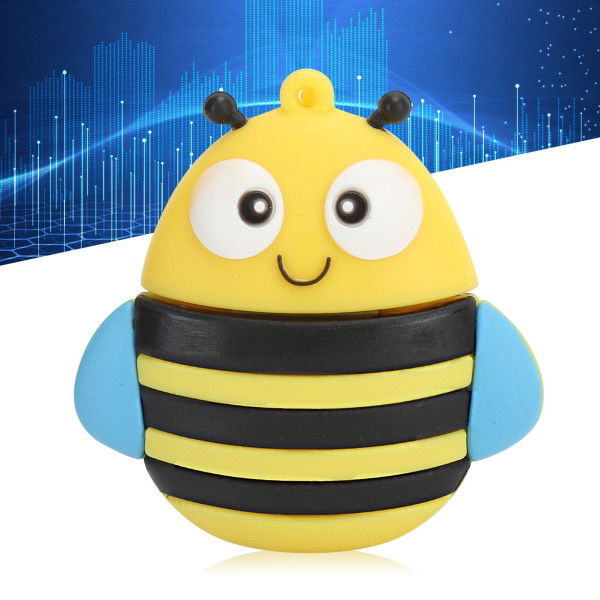 Memory Stick USB minne Pendrive Present Datalagring Cartoon 3D Bee Model Yellow128GB