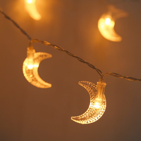 20 LED-slingor med plast månhänge för julhelgen Innergårdsdekoration USB laddning varm vit