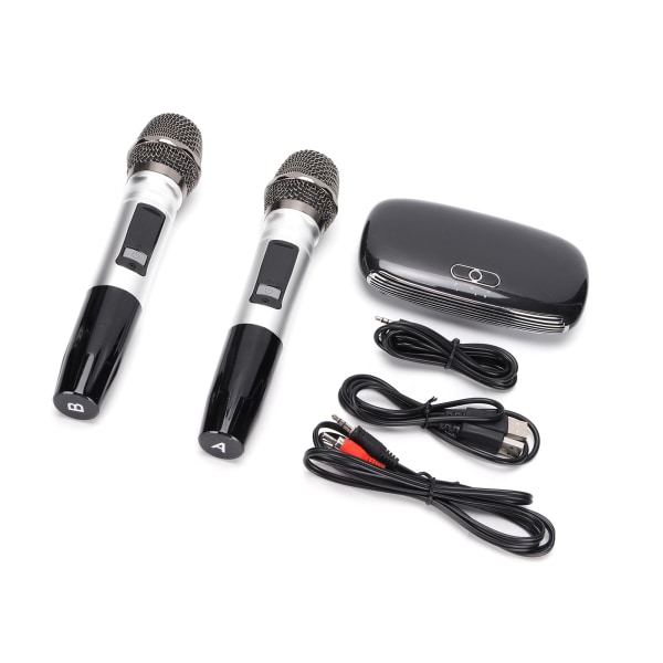 K8 Wireless Karaoke Mixer System Set Bluetooth Microphone Box Hemmikrofon Media Machine for Home 100‑240VUS Plugg Grå