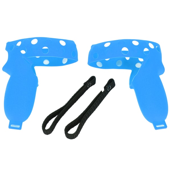 Controller Grip Cover för Oculus Quest 2 VR Controller Handtag Silikon Cover med justerbar knoge Strap Blue
