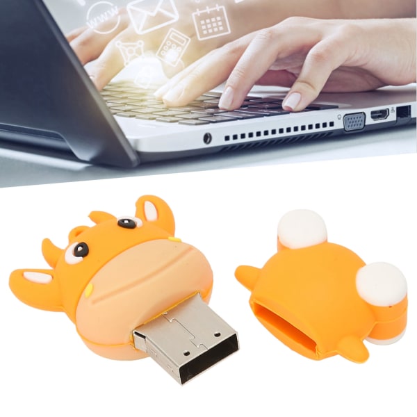 U Disk 3D Cartoon Calf Model Orange USB -lagring för Windows 7/8/10/Vista/XP/Unix/2000/ME128GB