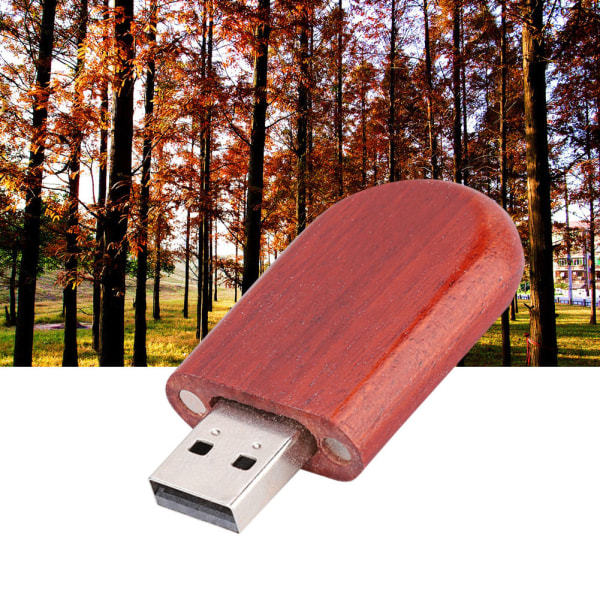 Oval Rosewood trä USB 2.0 Flash Memory Drive lagringssticka med box U Disk 128GB