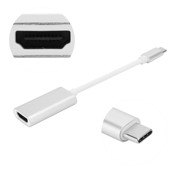 USB 3.1 Typ C Adapter Typ C till HDMI TV Video Converter för PC Bärbar dator MobiltelefonSilver