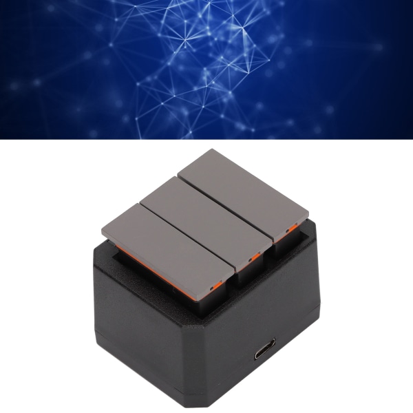Batteriladdarsats för DJI OSMO Action Camera 3-pack 1300mAh batterier och 3-kanals laddare med LED-indikator
