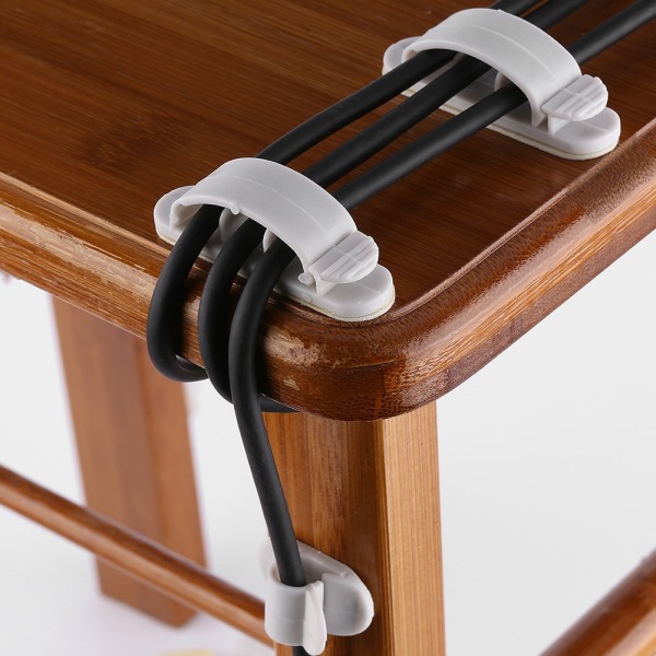 10st Desktop Kabelhållare Clip Line Organizer Verktyg Sladdhantering Krokar för kontor hem