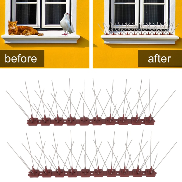 Fågelspik 15 fot rostfritt stål duva avskräckande spikar för stakettak brevlådefönster SK430 (4+2)