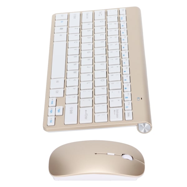 Tangentbord Mus Combo Trådlös 2.4G USB Ultraslim Bärbar Ergonomisk, slitstark tangentbord och mus för Notebook ComputerGold