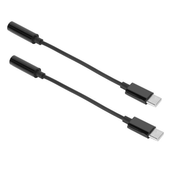 2st USB C till 3,5 mm hörlurshålkonverterare Ljudadapterkabel för Pixel/Samsung GalaxyBlack