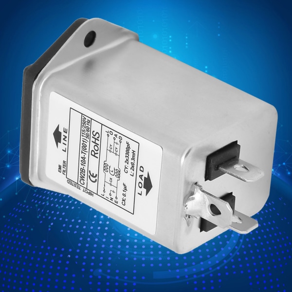 CW2B-10A T (001) EMI Power Filter med säkringsuttag 2-in 1 Single Safety 125/250v