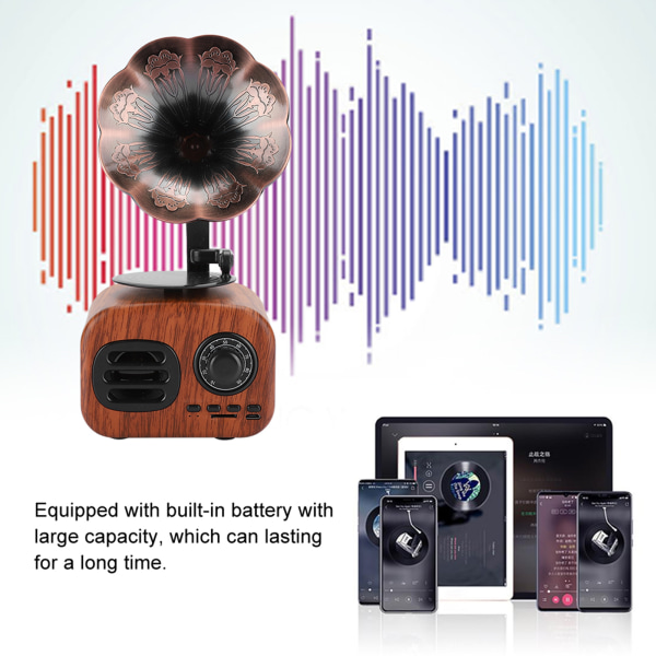 Mini Retro Bluetooth Smart Speaker Bärbar högtalare Musikspelare för stationär bärbar datorValnöt färg