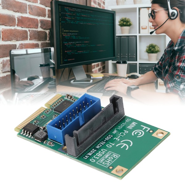MINI PCIE till USB3.0 expansionskort 19/20PIN 5Gbps överföring 15Pin SATA-gränssnitt MINI PCIE till USB3.0-adapter för LINUX