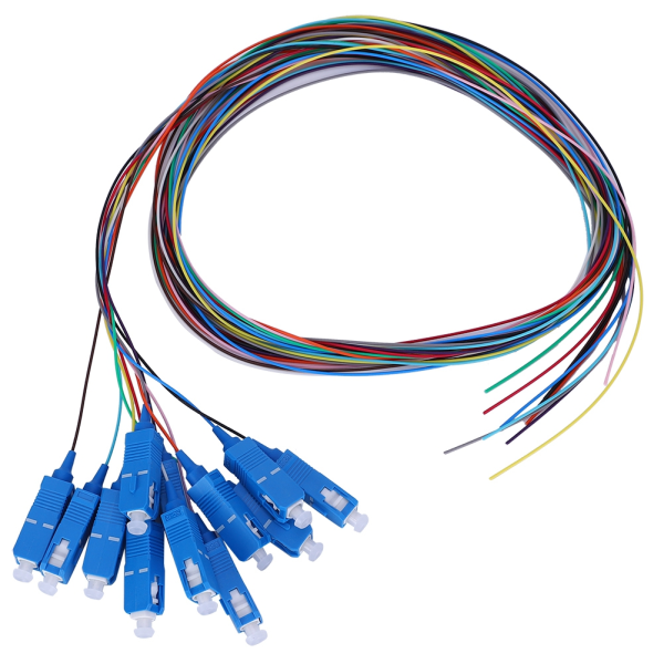 SC/UPC Fiber Pigtail-kabel Sigle Mode 12-kärnigt SC fyrkantigt huvud med PVC yttre skal