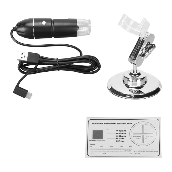 Handhållet digitalt mikroskop 50X till 1600X förstoring USB Typ C Micro USB 3 i 1 mikroskopkamera med 8 LED-lampor