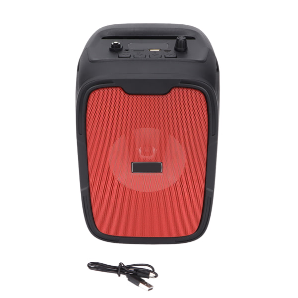 Bluetooth högtalare Super Bass Subwoofer Bärbar LED trådlös högtalare med FM-radio för utomhuskaraoke 5 tum Röd