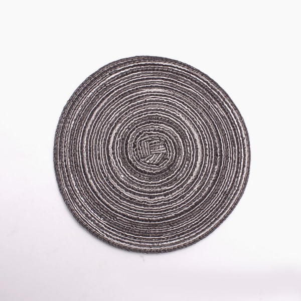 4ST Runda set skållning värmeisolerande mattor vävda dekorativa matbordsskålar matta mörkgrå diameter 30 cm / 11.8in