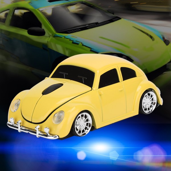 Creative Beetle Car Shaped 2,4G 1200DPI trådlös mus Ergonomisk mus för Windows/MAC OSYellow