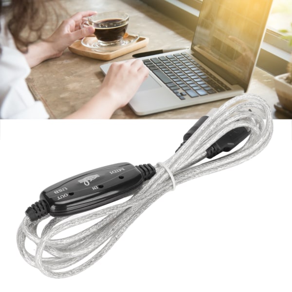 MIDI till USB kabel Ca 2,2yd lång 16-kanalers USB PC-gränssnitt LED Power USB MIDI-kabel