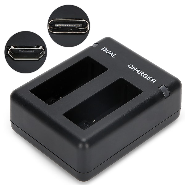Dubbel batteriladdare med mikro- USB kabelladdningsstation för AHDBT-801/Gopro801/701-501
