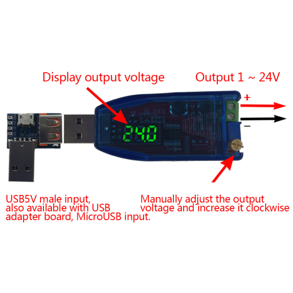 DC DC Power Supply Regulator Module USB Justerbar Potentiometer Step Up Down Converter Module