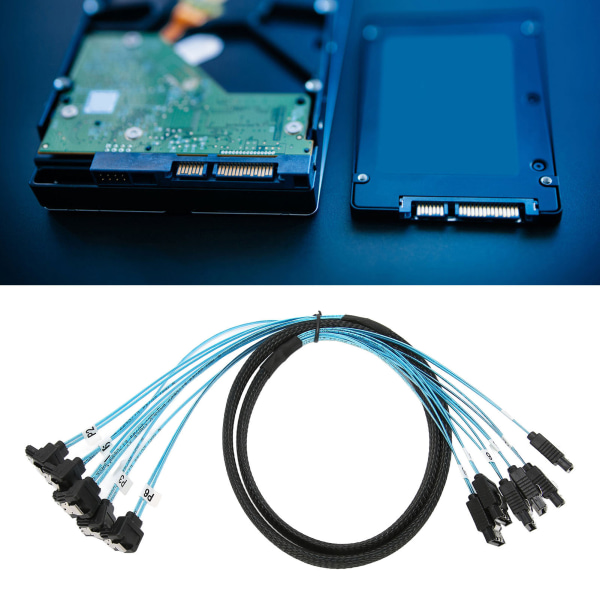 Mini SAS-kabel 6 SATA till 6 SATA rakböjd kabel 6Gbps Anti-interferens Dubbel gruppskärmning SATA-kabel för SSD1m / 3.3ft