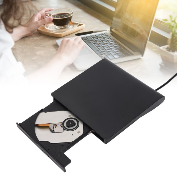 Extern DVD-enhet Svart USB 3.0-gränssnitt Stabil Tillförlitlig Lågbrus Horisontell självbärande drift CD-brännare