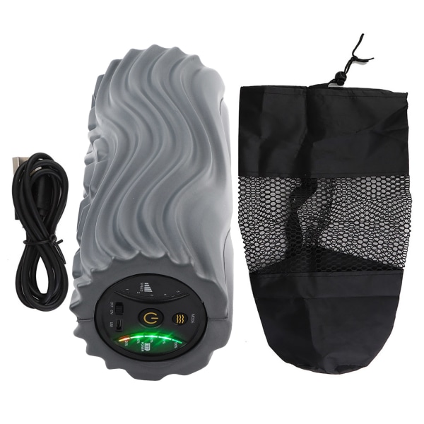 Elektrisk Yoga Foam Roller Muskelsmärta Trötthet Lindring Fitness Massage Kolumn (mörkgrå USB typ)
