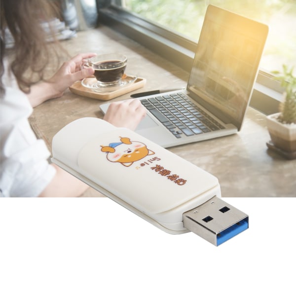 U Disk Bärbar USB2.0 Flash Drive för Student Söt Datalagring Memory Stick Present (Slide CoverKeep Smiling 64GB)