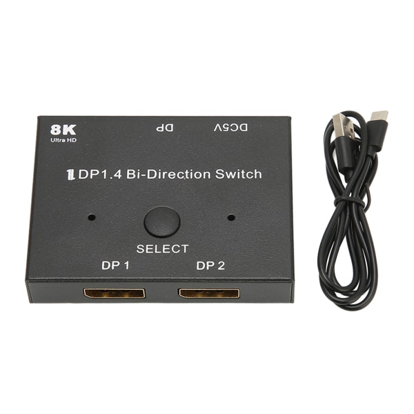 Displayport 1.4 Switch 8K 60Hz 1 in 2 och 2 in 1 Dubbelriktad Displayport Switch Splitter för projektor TV Monitor