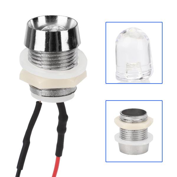 10st 6~12V förtrådda lysdioder 20cm Tråd 10mm med metallhållare som indikerar in-line LED-lampa BeadsWhite &amp; Vit