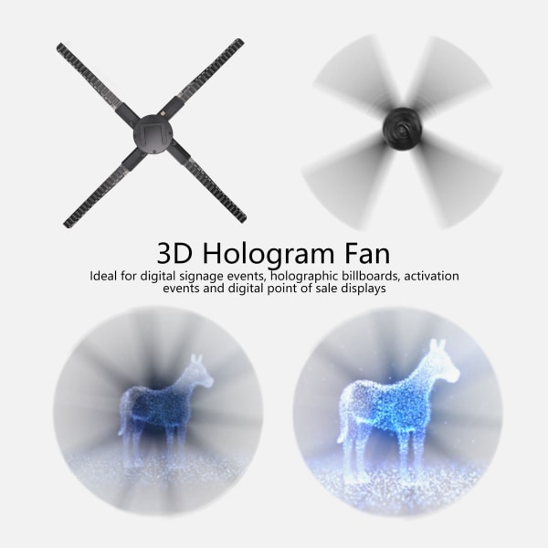 52 cm diameter G52 3D holografisk fläkt projektor 552 st LED pärlor hologram display fläkt för företagsbutik 100‑240VUS kontakt