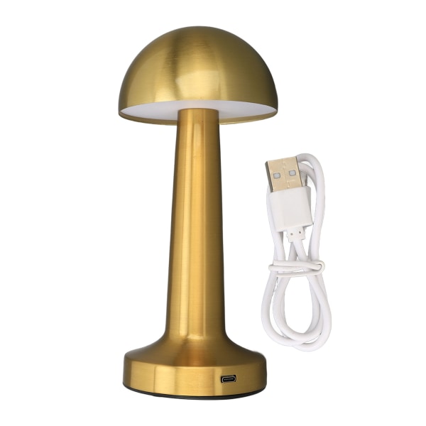 Bärbar bordslampa 3 färgtemperaturer Touch Control Uppladdningsbar sladdlös sänglampa svamplampa för hem i sovrummet Guld
