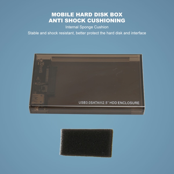 USB3.0 SATA III 2,5-tums hårddiskhölje Stöd UASP Maximalt 6TB SSD-hölje Mobil hårddiskbox för 2,5-tums SSD HDD YC S9