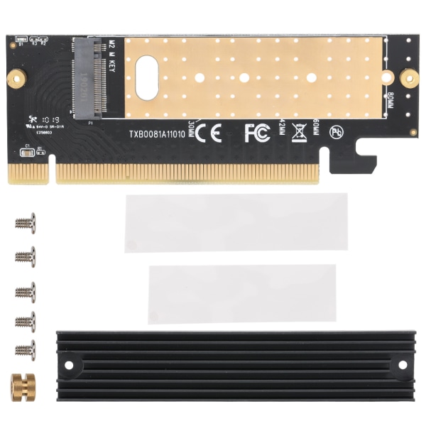 M-nyckel M.2 till PCIE3.0 x16 SSD Interface Riser Card med kylfläns för Windows/Linux/MAC