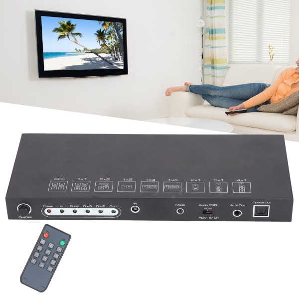 4-portars HD Multimedia Interface Video Splits 4K Vid 30Hz 300MHz 1x4 LED Video Wall Controller för konferens 100‑240VUS-kontakt
