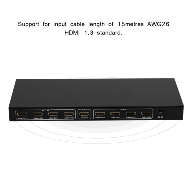 HDMI1.4 Splitter Smart Switch-enhet 1x8 2160P30HZ US 100-240V