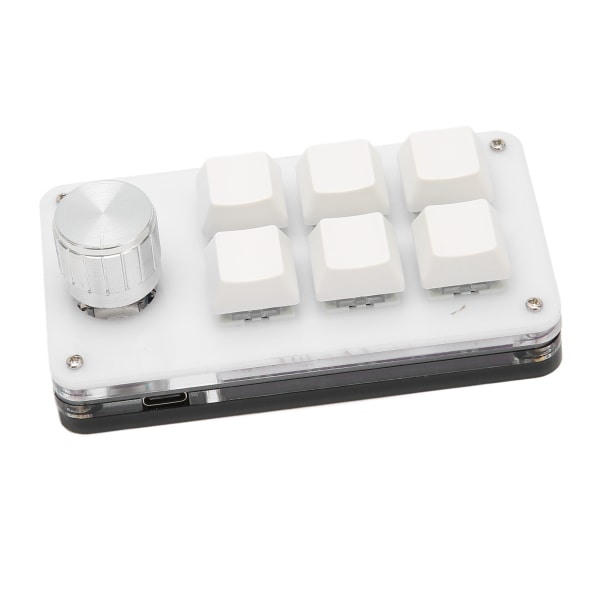 6-knapps enhands mekaniskt tangentbord med rattanslutet Plug and Play Programmerbart tangentbord för Gaming Office White